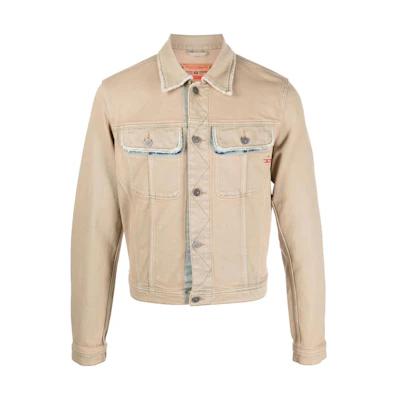 Diesel Embroidered Logo Denim Jacket Unisex Light Brown A0352609F24