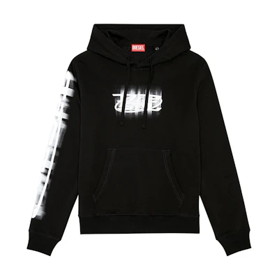 Diesel Faded Lettering Print Drawstring Hoodie Black A122730GEAD-9XX