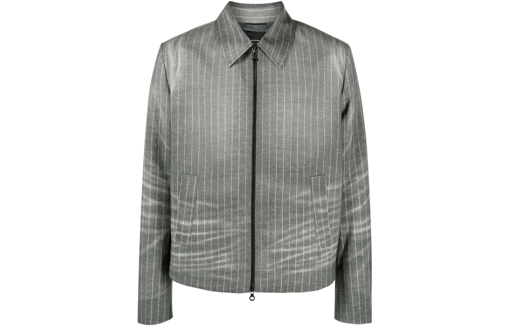 Diesel Faded Stripe Wool Jacket Gray Long-Sleeve Outerwear A116670GGAA-GREY