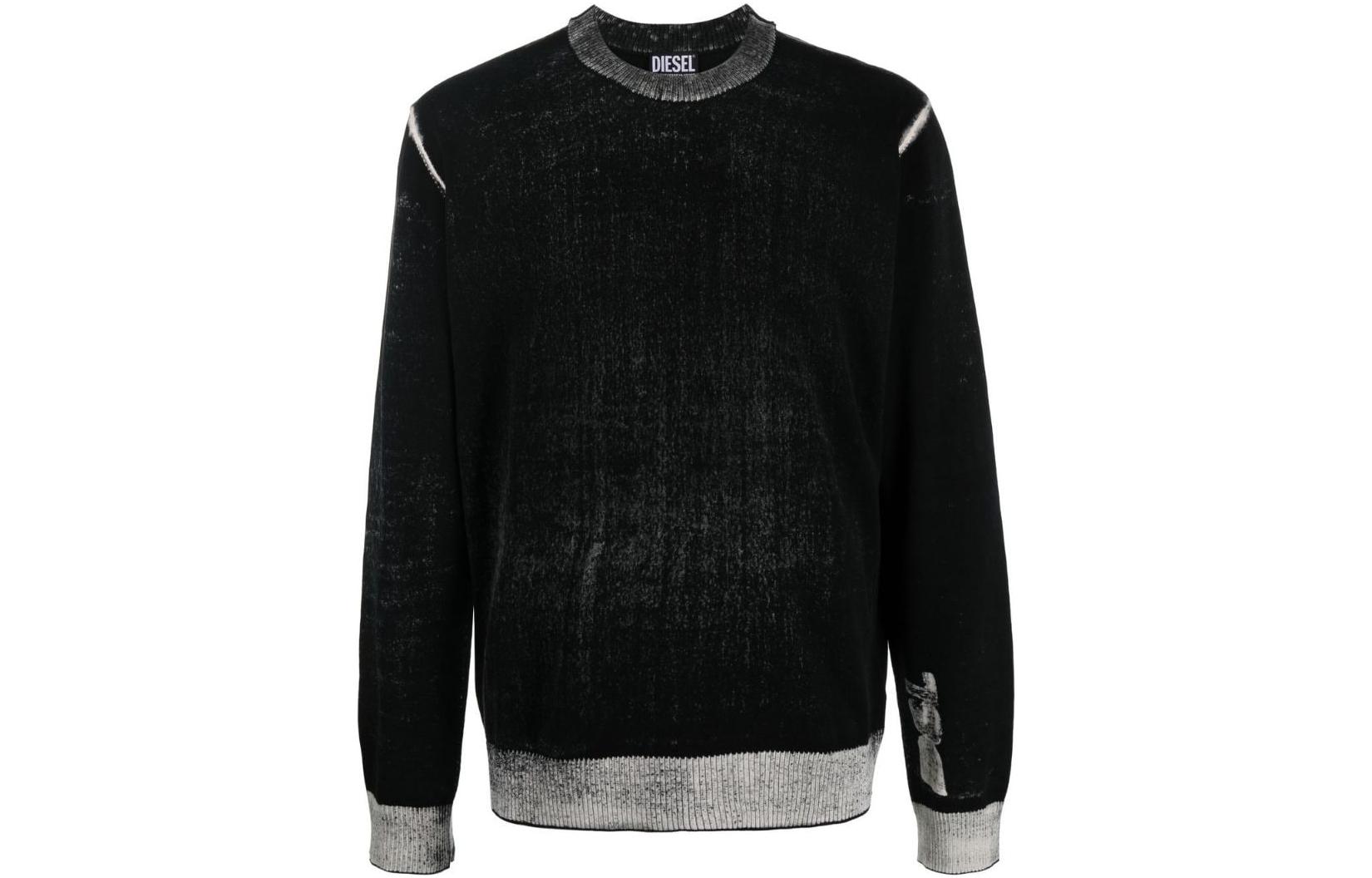 Diesel Faded Vintage Crewneck Pullover Sweatshirt Black A067360BEAR9XX