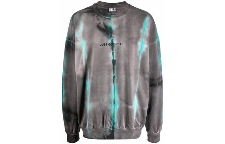 Diesel FW21 Gray Tie-Dye Cotton Crewneck Sweatshirt A027930EEAA-34BA