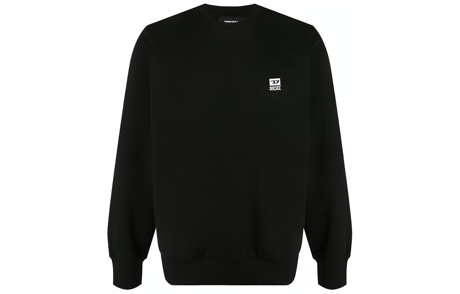 Diesel FW21 Logo Crewneck Long Sleeve Pullover Sweatshirt Men Black A003290HAYT9XX