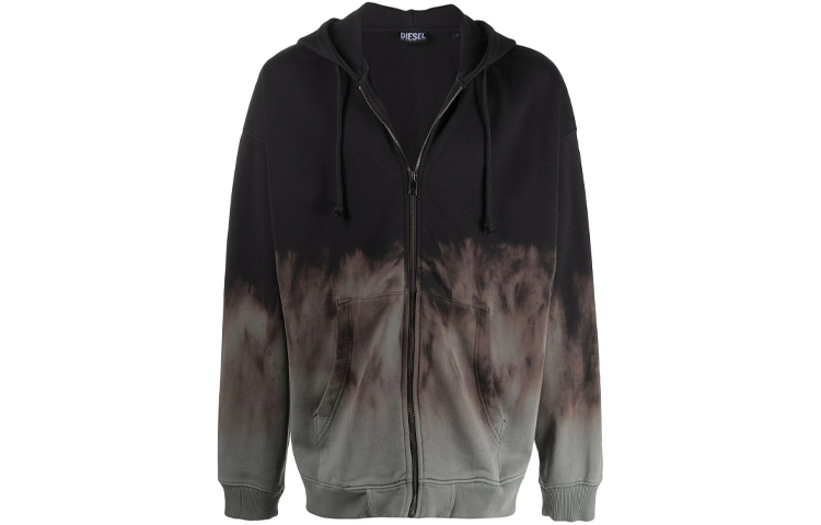 Diesel FW21 Tie-Dye Zip Hoodie Jacket Grey A027920WBBX