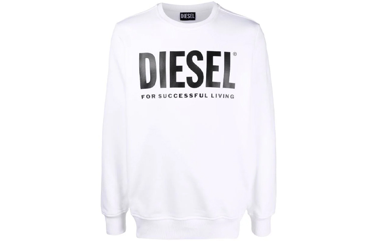 Diesel FW21 White Crewneck Letter Print Long Sleeve Sweatshirt A028640BAWT100