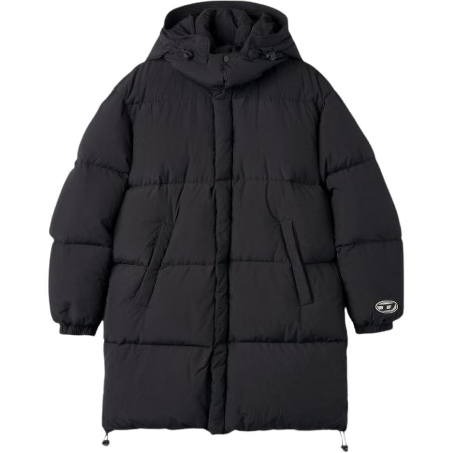 DIESEL FW22  Black Detachable Hood Long Sleeve Down Jacket. A062850AEAI9XX