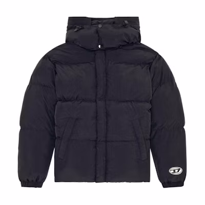 DIESEL FW22 Black Hooded Down Jacket Long Sleeve Puffer Coat. A064230BFAQ9XX