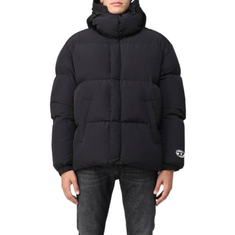 Lookbook DIESEL FW22 Jaket Puff Lengan Panjang Hitam Hooded Down. A064230BFAQ9XX