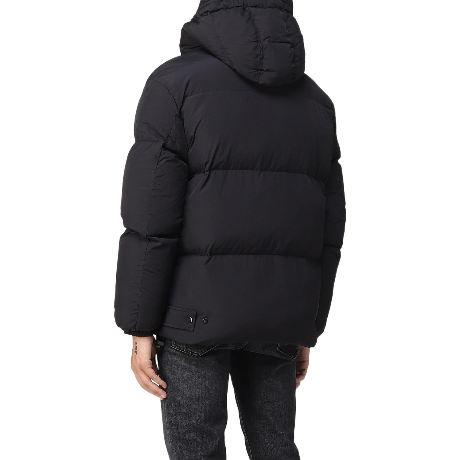 Shop DIESEL FW22 Jaket Puff Lengan Panjang Hitam Hooded Down. A064230BFAQ9XX