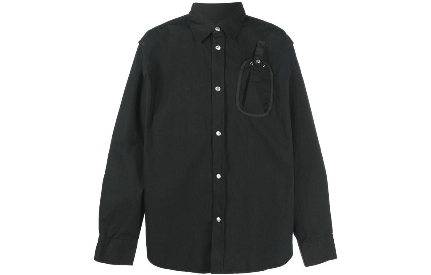 DIESEL FW22  Black Long Sleeve Shirt with Solid Color Chest Pocket. A062180JKKH9XX