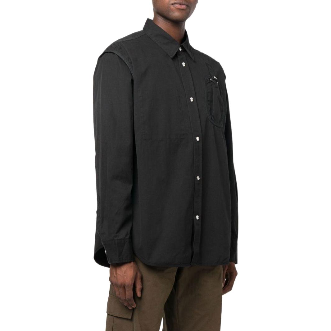 Shop DIESEL FW22  Black Long Sleeve Shirt with Solid Color Chest Pocket. A062180JKKH9XX