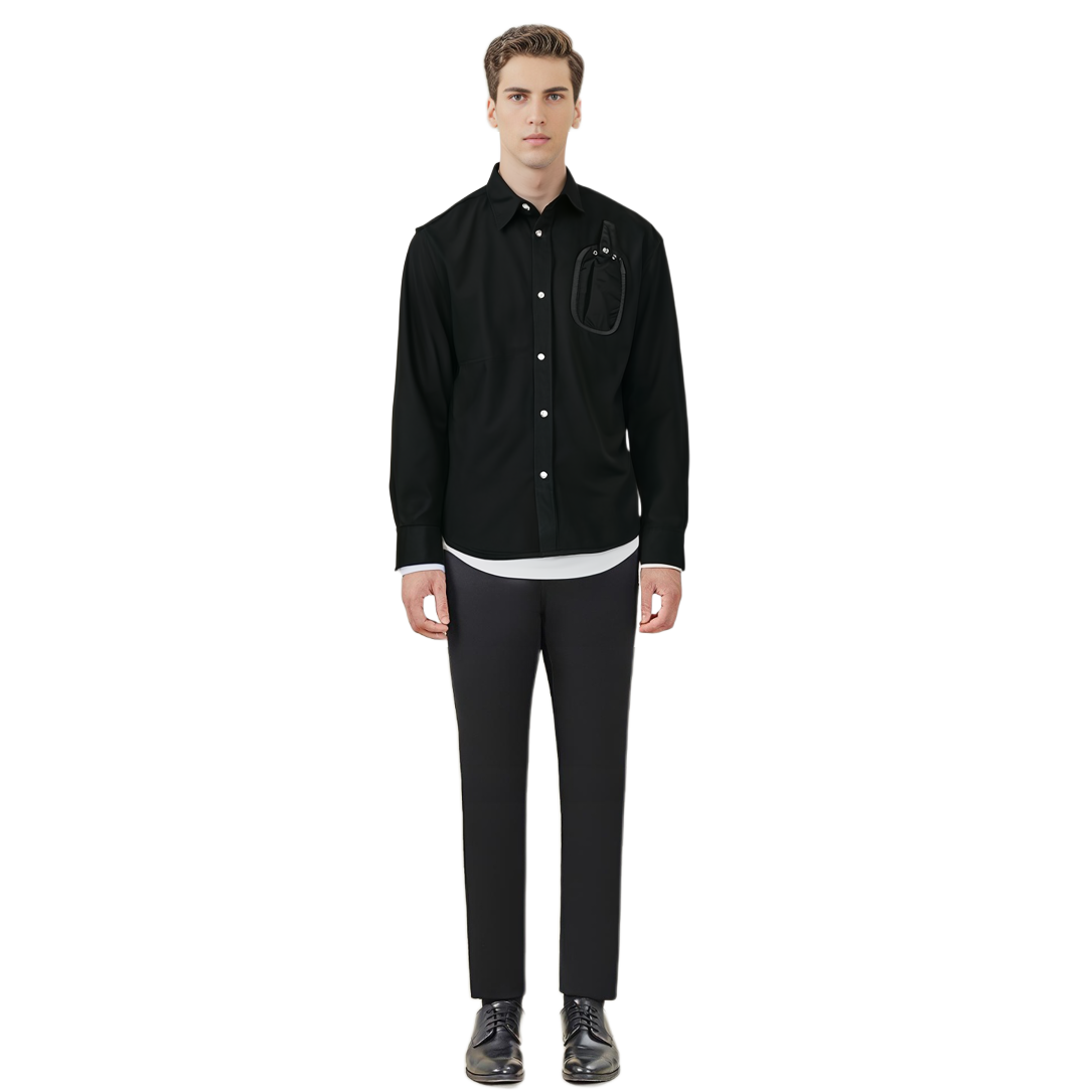 Purchase DIESEL FW22  Black Long Sleeve Shirt with Solid Color Chest Pocket. A062180JKKH9XX