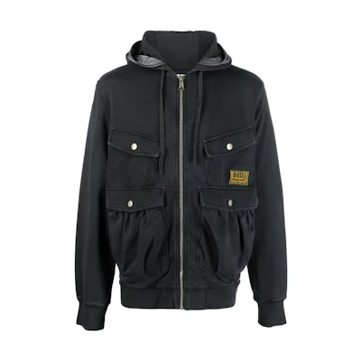 DIESEL FW22 Black Multi-Pocket Hooded Zip-Up Bomber Jacket A063190LCAL-900
