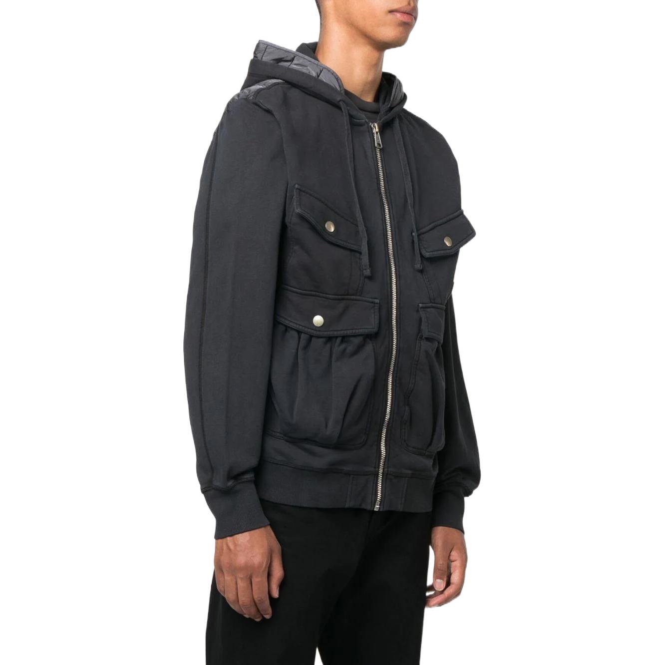 Purchase DIESEL FW22 Jaket Bomber Hitam Dengan Hood dan Multi-Poket Zip-Up A063190LCAL-900