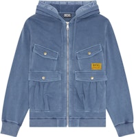 DIESEL FW22 Blue Hooded Multi-Pocket Zip-Up Bomber Jacket. A063190LCAL8AR DIESEL FW22 Blue Hooded Multi-Pocket Zip-Up Bomber Jacket. A063190LCAL8AR