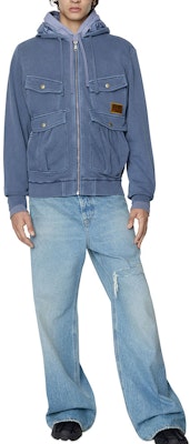 DIESEL FW22 藍色多口袋連帽拉鍊飛行夾克。 A063190LCAL8AR Lookbook DIESEL FW22 藍色多口袋連帽拉鍊飛行夾克。 A063190LCAL8AR