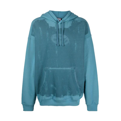 DIESEL FW22 Blue Logo Print Long Sleeve Pullover Hoodie A063860DFAF8MB