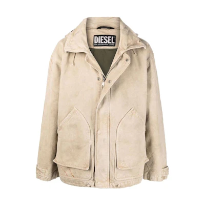 DIESEL FW22 Detachable Hooded Casual Jacket Khaki Color. A035390CFAG7DV