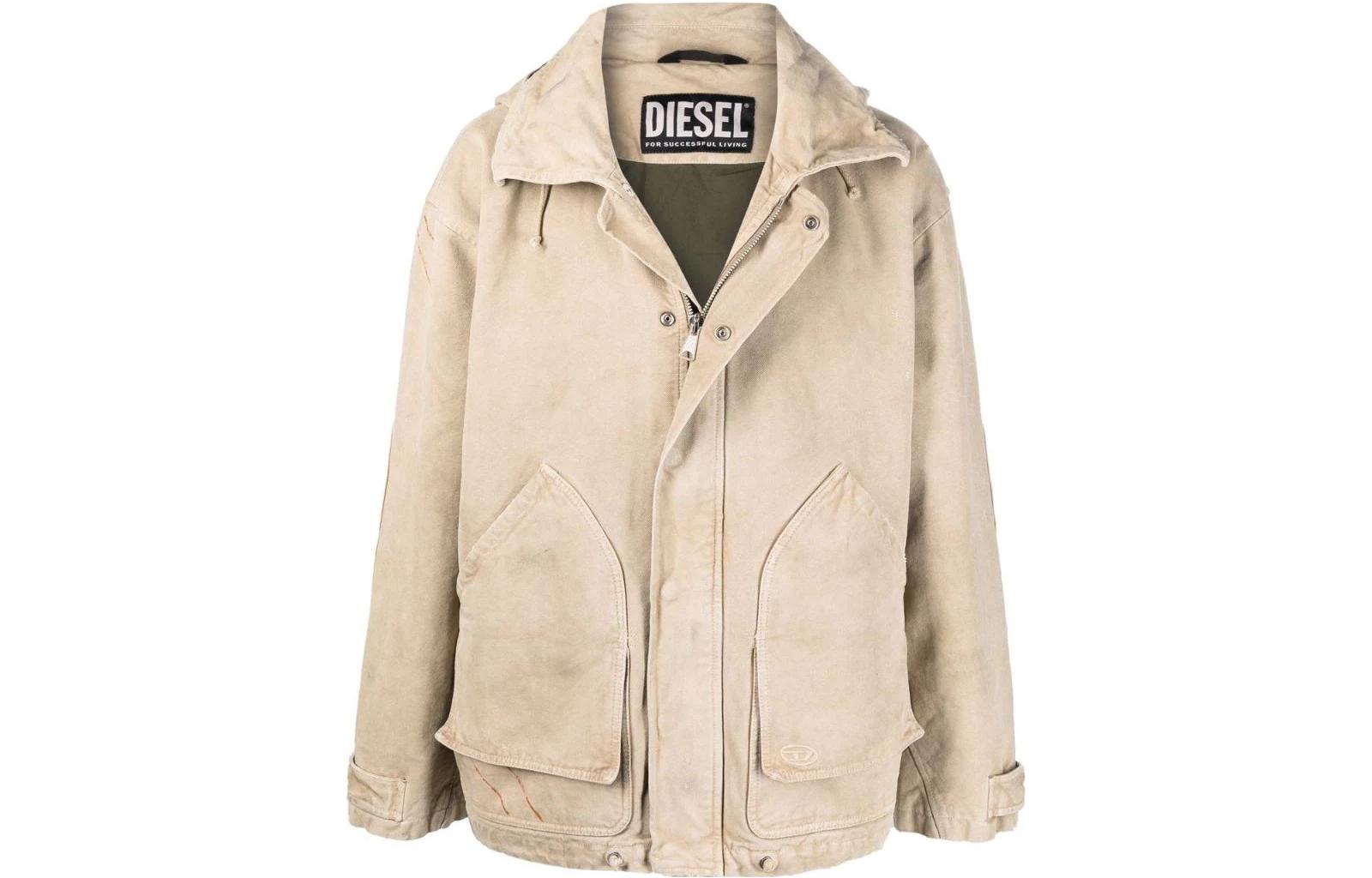 Order DIESEL FW22 可拆卸连帽休闲夹克 卡其色。 A035390CFAG7DV