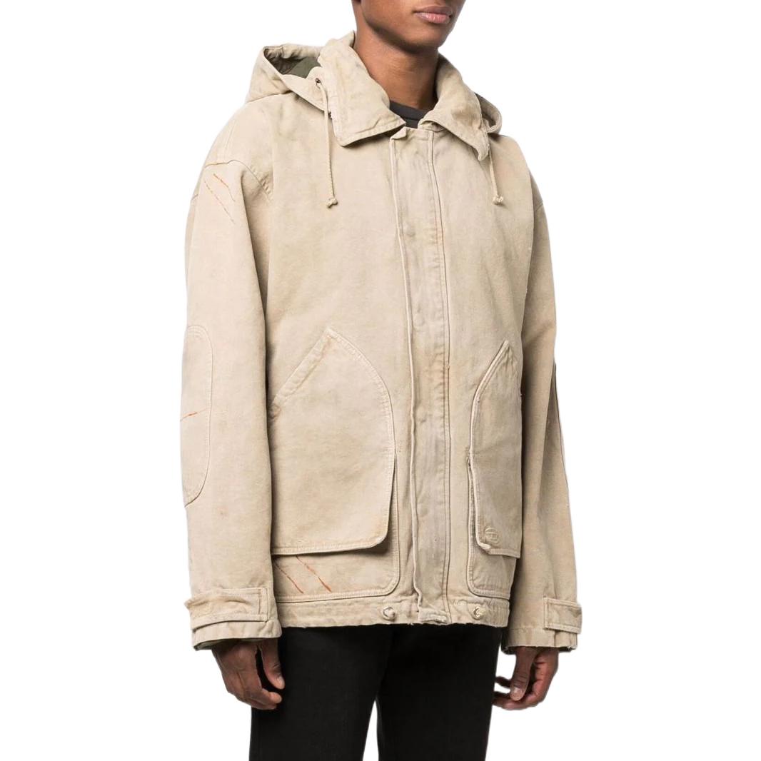 Shop DIESEL FW22 可拆卸连帽休闲夹克 卡其色。 A035390CFAG7DV