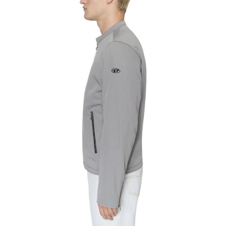 Details for DIESEL FW22 Jaket Lengan Panjang Kelabu Patch Logo A062520IGAA-98B