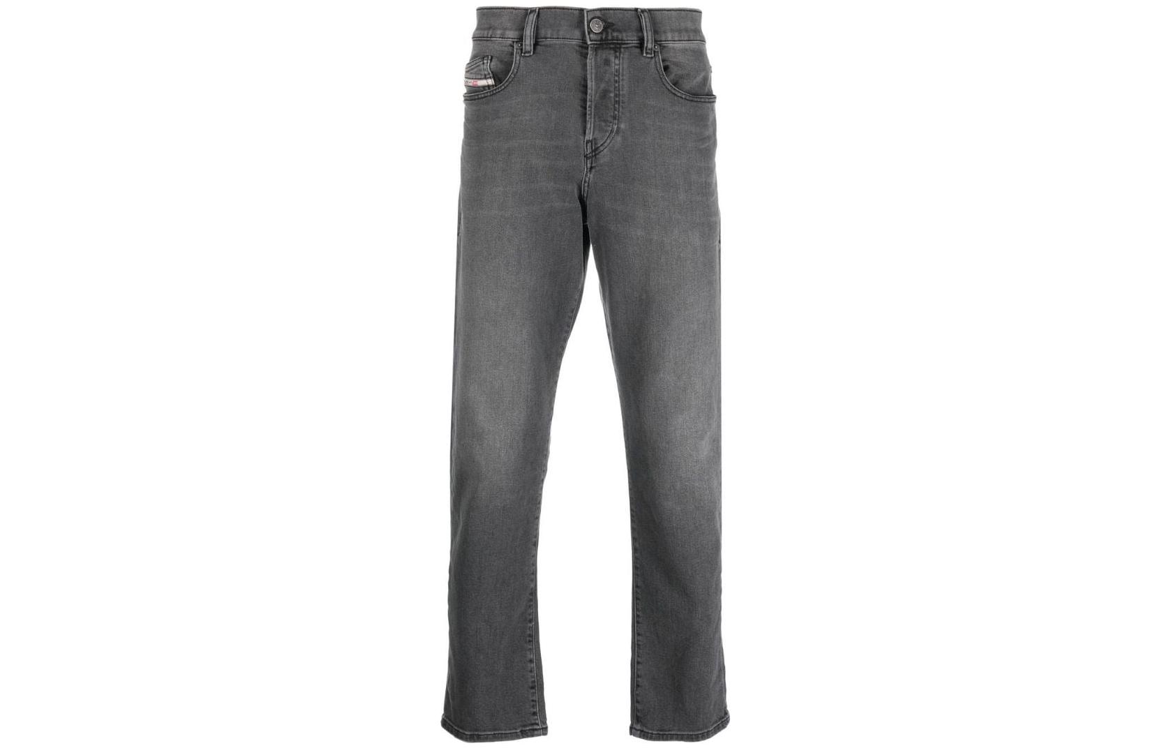 DIESEL FW22  Gray Straight-Leg Button Denim Jeans. A0515709D4902