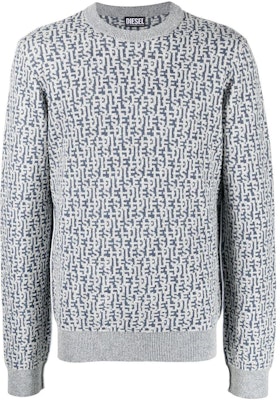 DIESEL FW22 Logo Jacquard Knit Sweater Grey A082360PEAK81E Buy DIESEL FW22 Logo Jacquard Knit Sweater Grey A082360PEAK81E