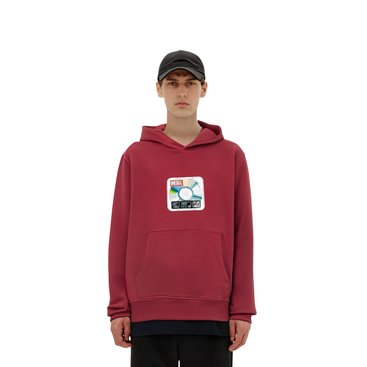 Cheap ディーゼル FW22 レッドロゴプリントパーカー. A068080JFAV44Q