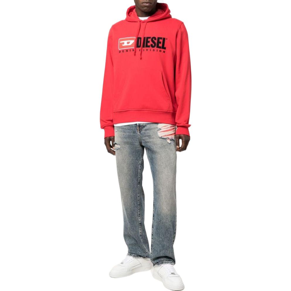Lookbook DIESEL FW22  Red Logo Printed Drawstring Hoodie Long Sleeve Sweatshirt A037570BAWT44Q