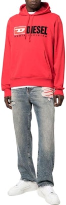 DIESEL FW22 Red Logo Printed Drawstring Hoodie Long Sleeve Sweatshirt A037570BAWT44Q Lookbook DIESEL FW22 Red Logo Printed Drawstring Hoodie Long Sleeve Sweatshirt A037570BAWT44Q