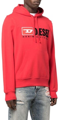DIESEL FW22 Red Logo Printed Drawstring Hoodie Long Sleeve Sweatshirt A037570BAWT44Q Purchase DIESEL FW22 Red Logo Printed Drawstring Hoodie Long Sleeve Sweatshirt A037570BAWT44Q