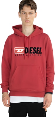DIESEL FW22 Red Logo Printed Drawstring Hoodie Long Sleeve Sweatshirt A037570BAWT44Q Details for DIESEL FW22 Red Logo Printed Drawstring Hoodie Long Sleeve Sweatshirt A037570BAWT44Q