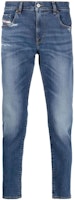 DIESEL FW22 Slim Fit Dark Blue Jeans with Button-Zip Pockets. A0355809E0701 DIESEL FW22 Slim Fit Dark Blue Jeans with Button-Zip Pockets. A0355809E0701