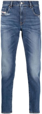 DIESEL FW22 修身深蓝色牛仔裤配纽扣拉链口袋 A0355809E0701 Order DIESEL FW22 修身深蓝色牛仔裤配纽扣拉链口袋 A0355809E0701