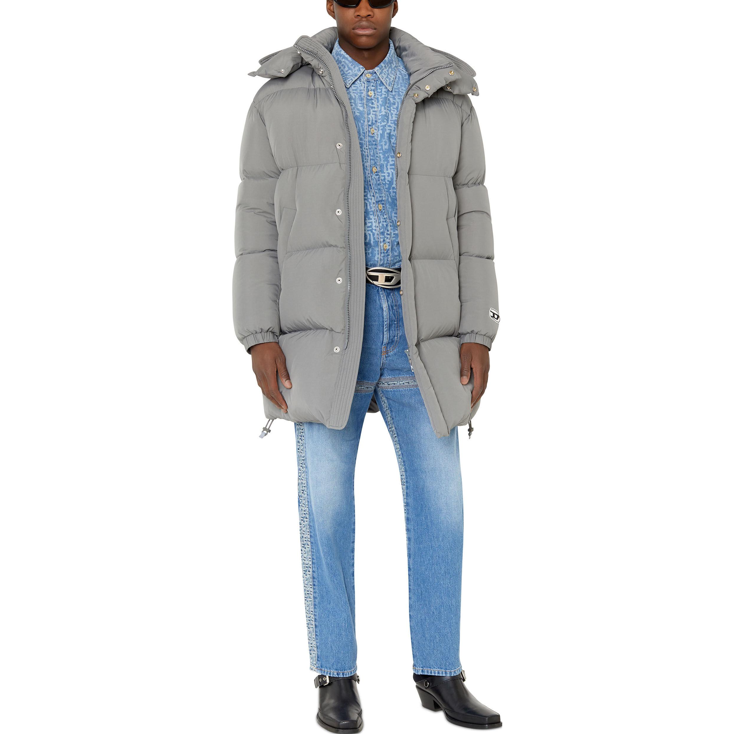 Lookbook DIESEL FW22 Jaket Tudung Bulu Warna Kelabu Pejal A062850AEAI-98B