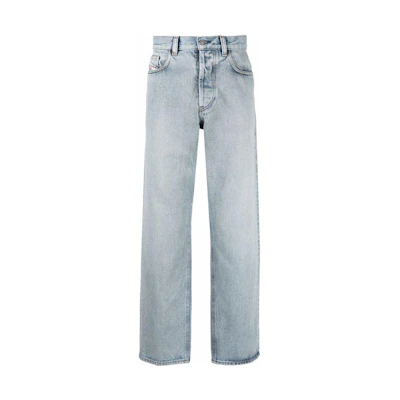 DIESEL FW22 Straight-Leg Blue Denim Jeans Classic Solid Patch Style A0356409C1401