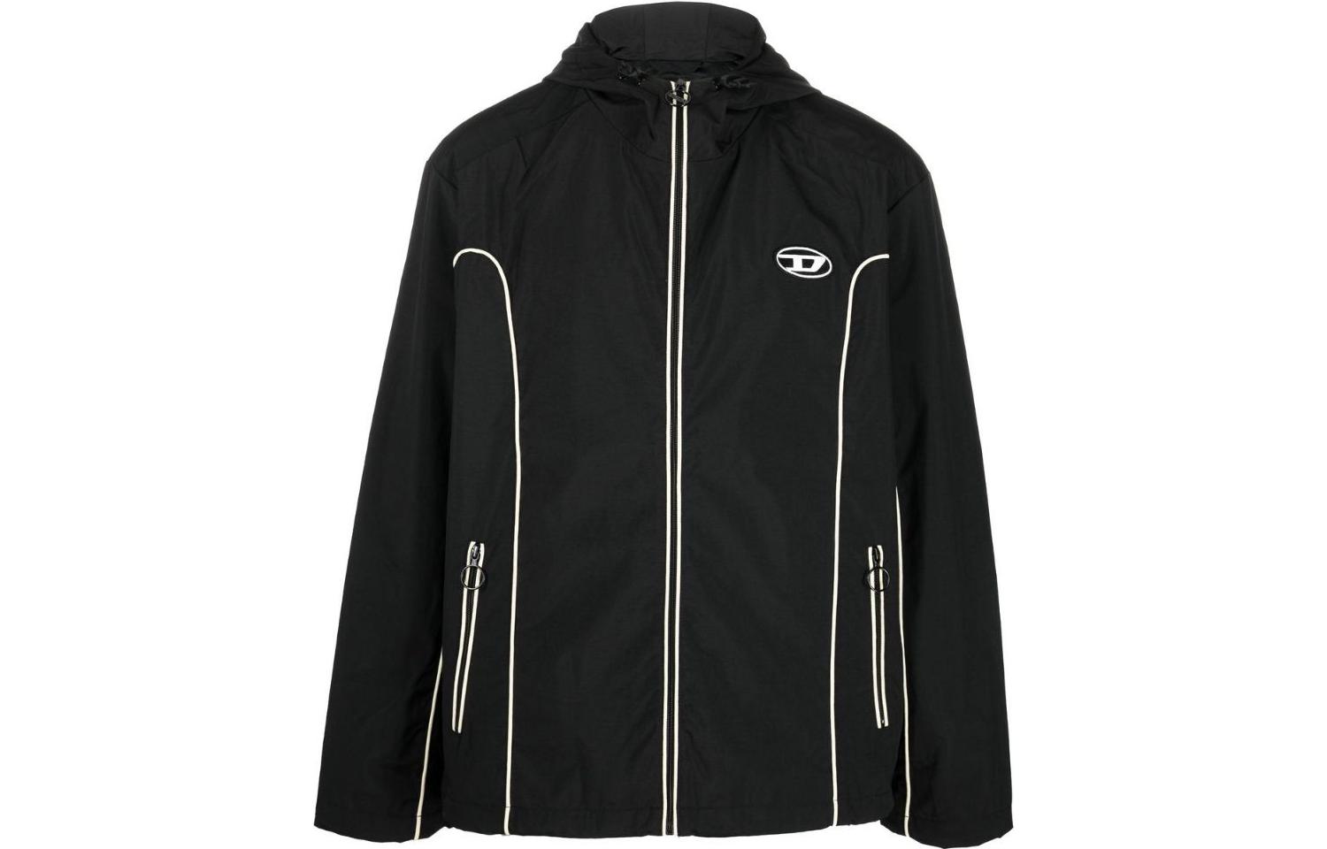 DIESEL FW22  Striped Hooded Zip-Up Long-Sleeve Windbreaker Jacket A061490DGAM9XX