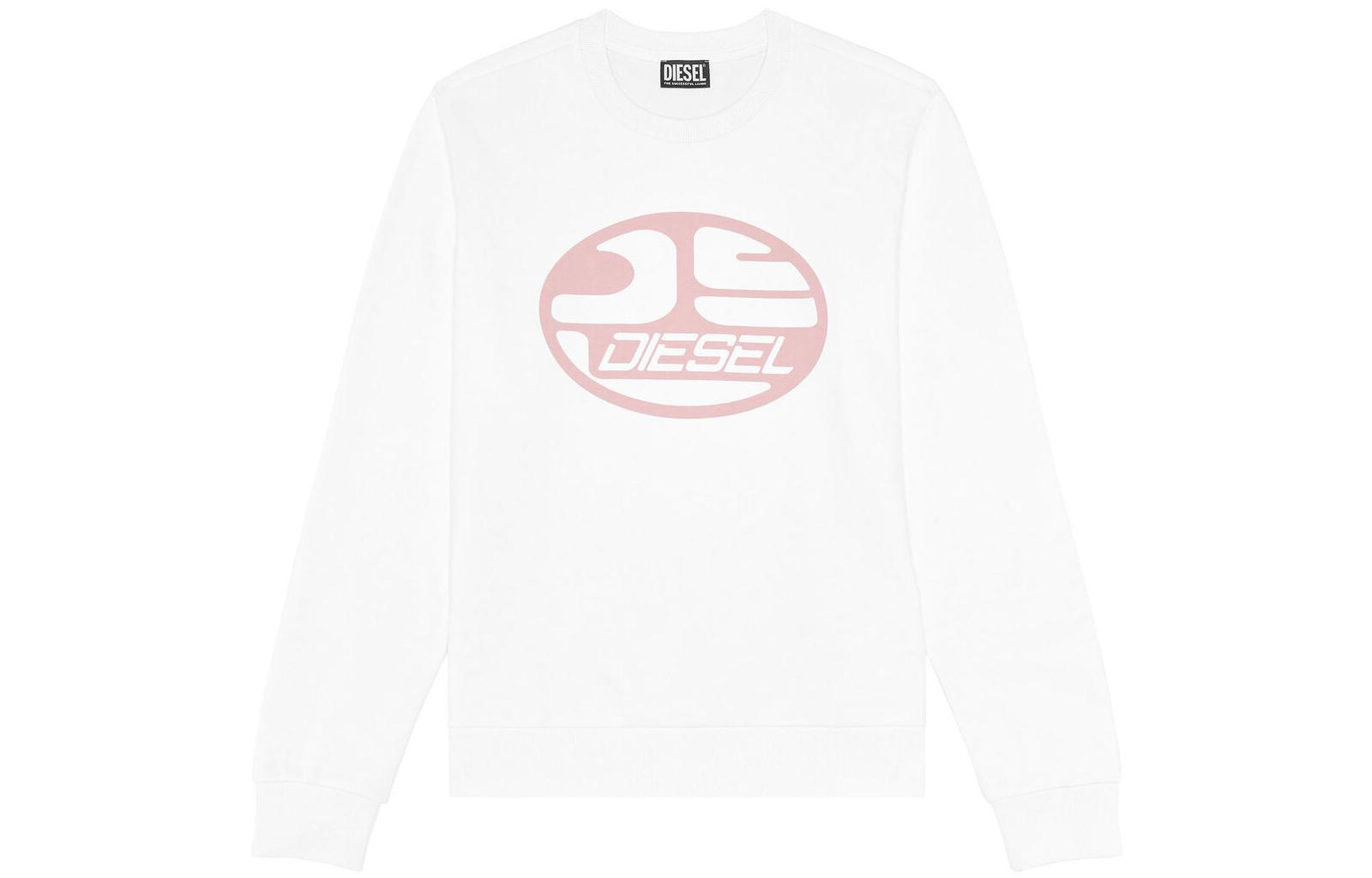 DIESEL FW22  White Logo Print Long Sleeve Sweatshirt. A064940HAYT-WH