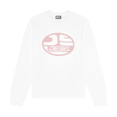 DIESEL FW22 White Logo Print Long Sleeve Sweatshirt. A064940HAYT-WH