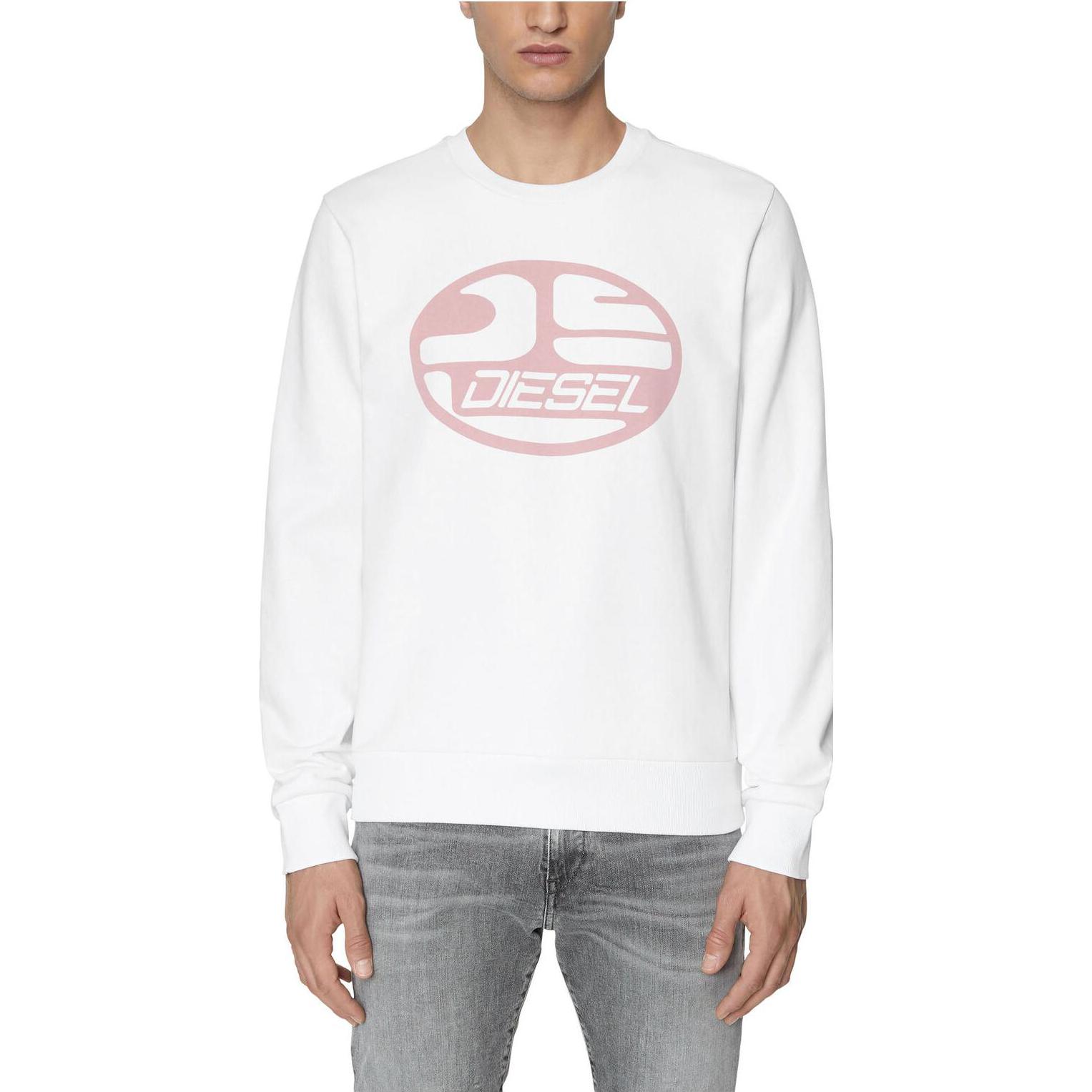 Shop DIESEL FW22 Baju Lengan Panjang Putih Cetakan Logo. A064940HAYT-WH