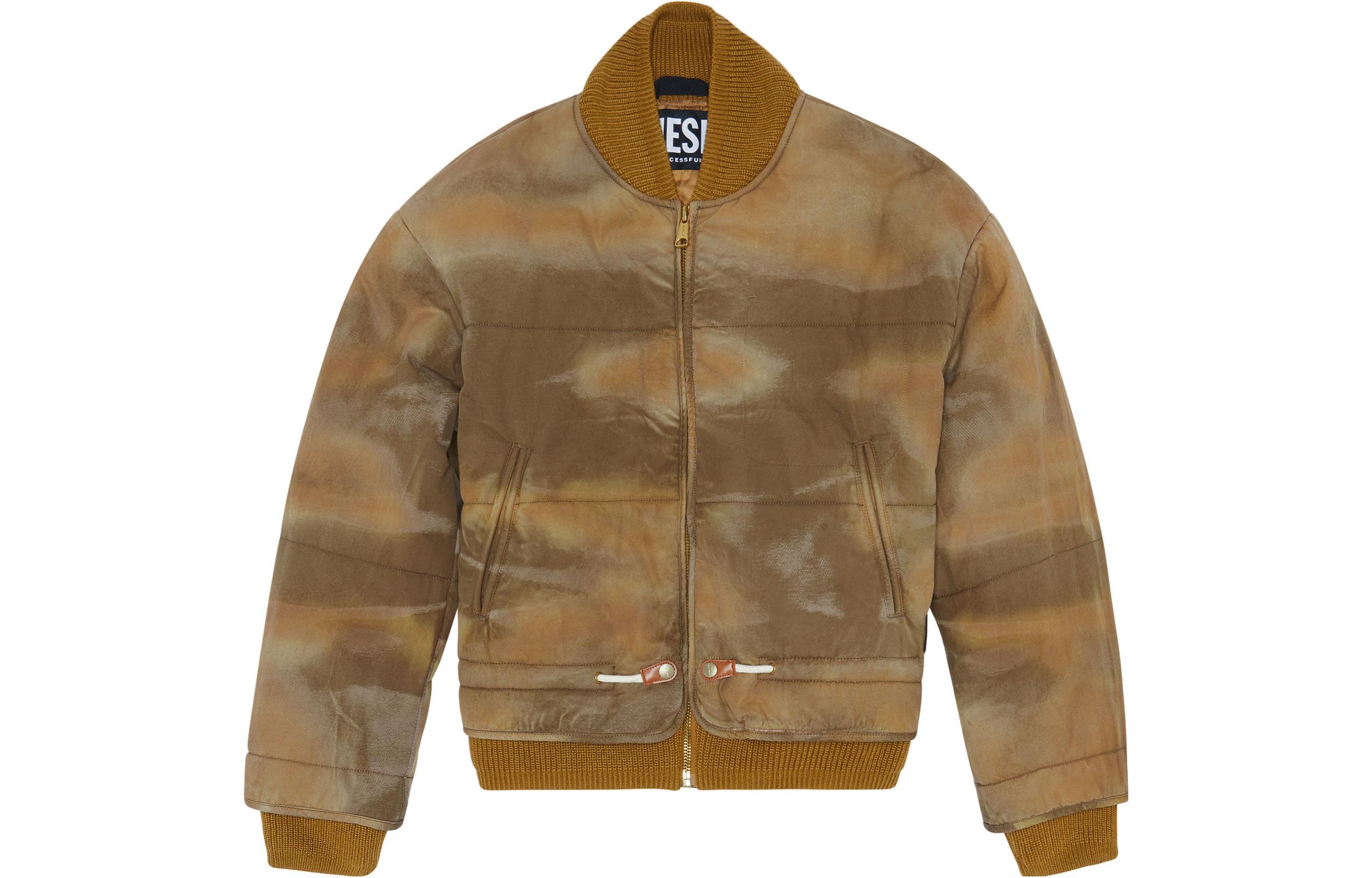 Diesel FW22 Abstract Print Zip-Up Jacket Army Green A061550IGAF-GN