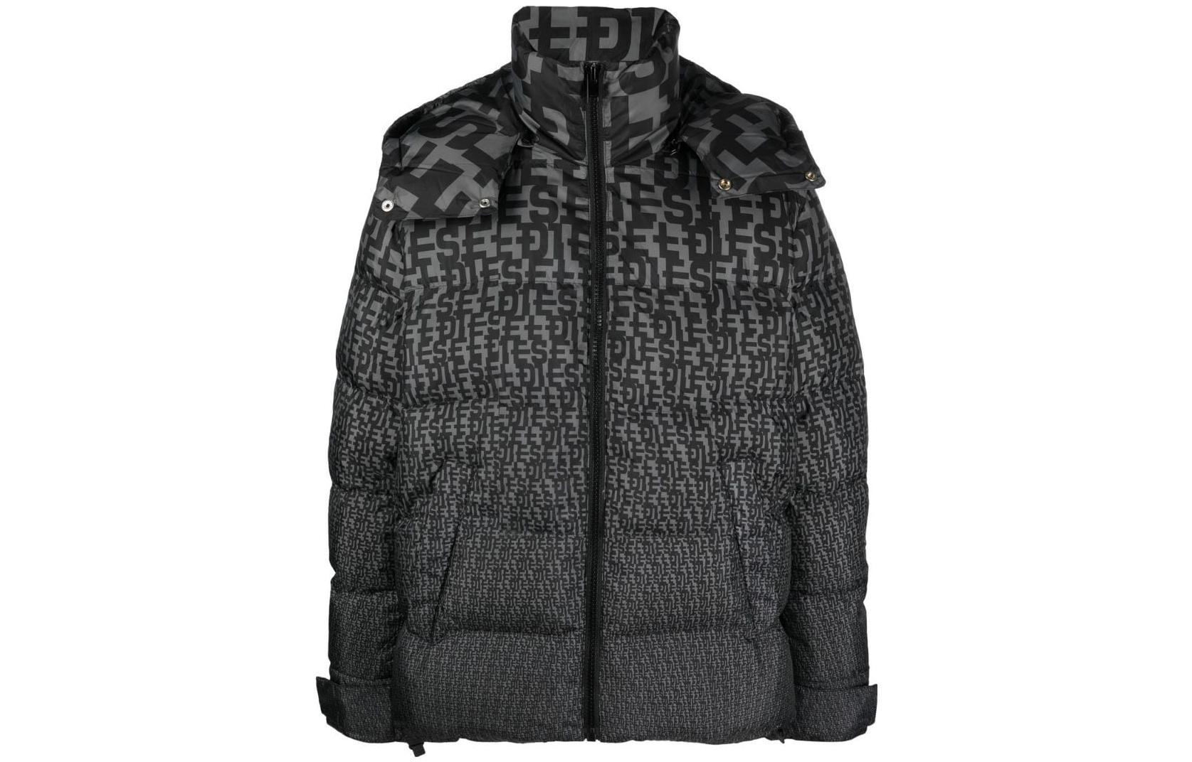 Diesel FW22 All-Over Print Zip-Up Jacket Black Long Sleeve A081500WEAG98B