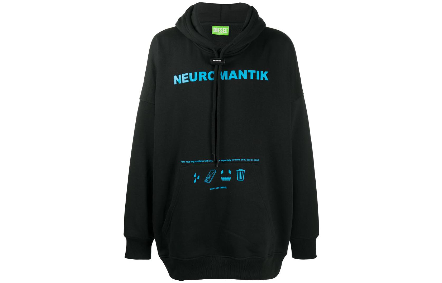 Diesel FW22 Black Crewneck Sweatshirt with Letter Print A010460GRAL9XX