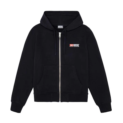 Diesel FW22 Black Embroidered Logo Zip-Up Hoodie A037690BAWT9XX