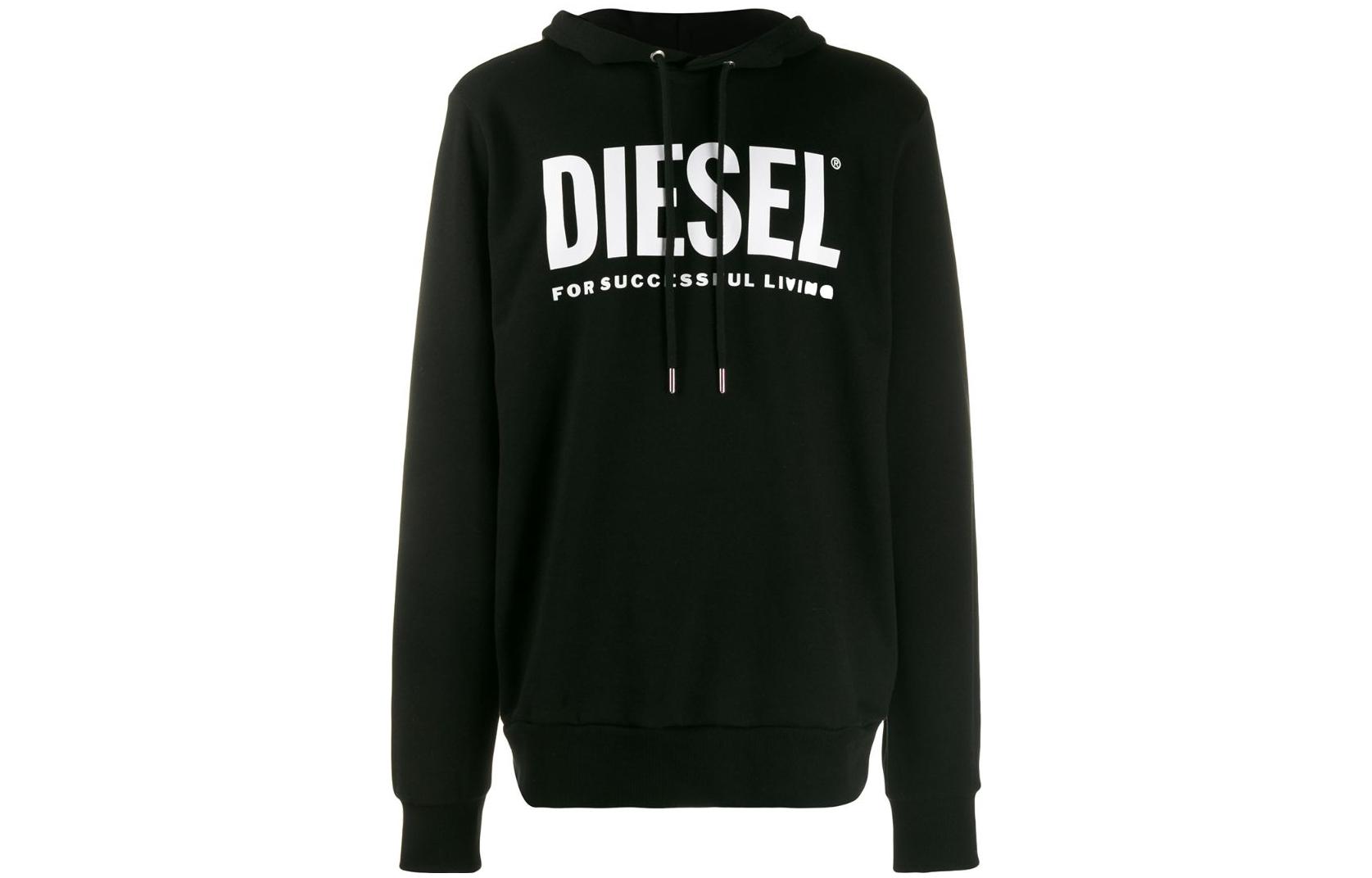 Diesel FW22 Black Hoodie with Logo Print 00SAQJ0BAWT900