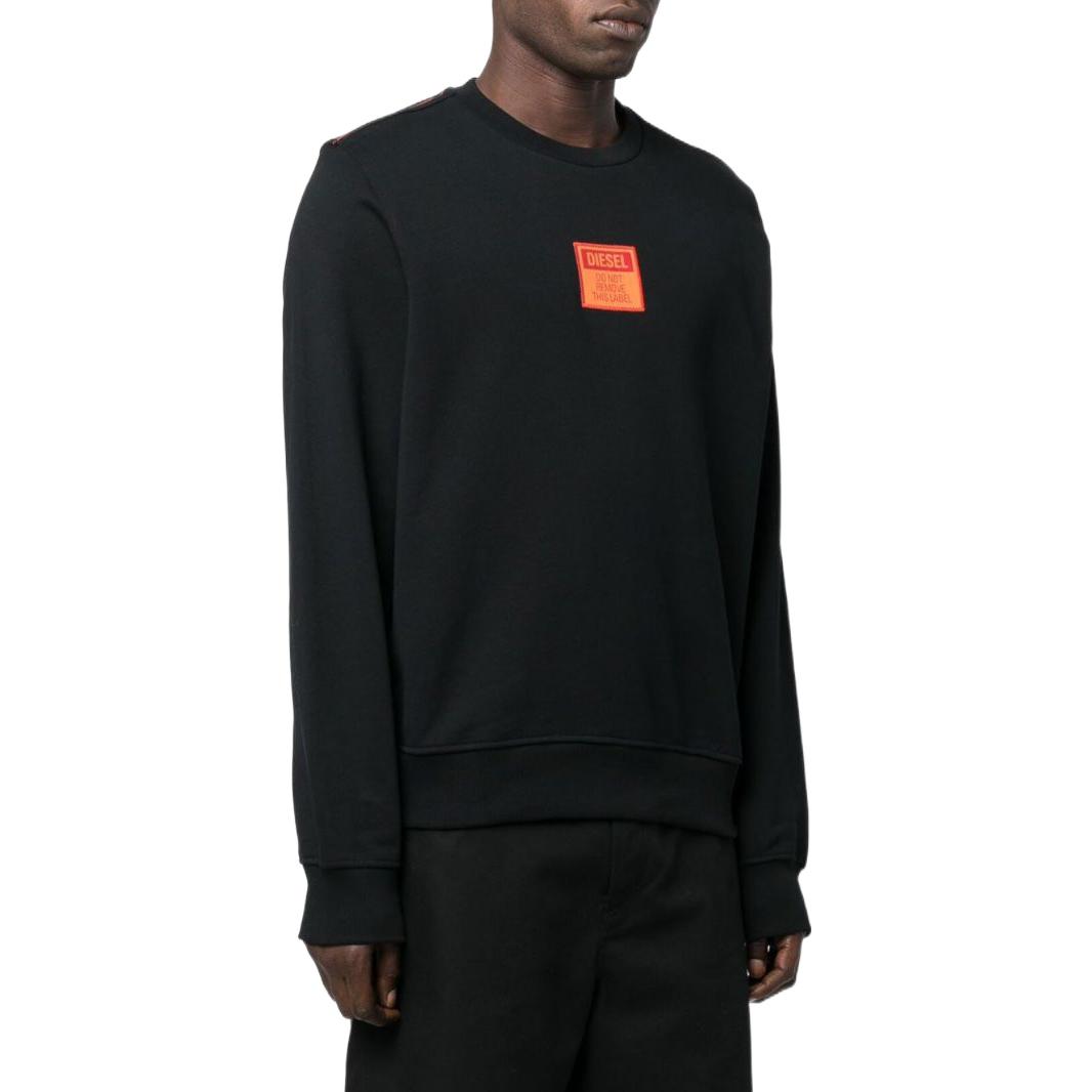 Purchase Diesel FW22 Black Logo Patch Pullover Sweatshirt Long Sleeve A065610JFAV9XX
