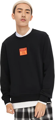 Diesel FW22 Black Logo Patch Pullover Sweatshirt Long Sleeve A065610JFAV9XX Details for Diesel FW22 Black Logo Patch Pullover Sweatshirt Long Sleeve A065610JFAV9XX