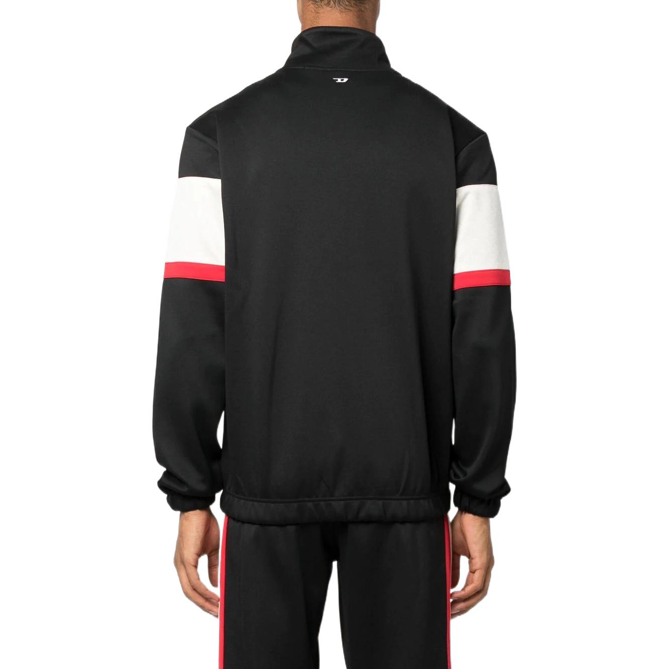 Shop Diesel FW22 Black Logo Patch Stand Collar Track Jacket A066080NEAG900