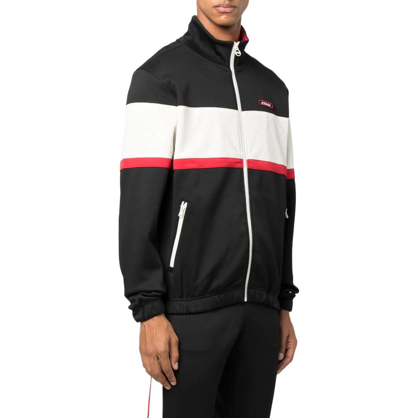 Purchase Diesel FW22 Black Logo Patch Stand Collar Track Jacket A066080NEAG900