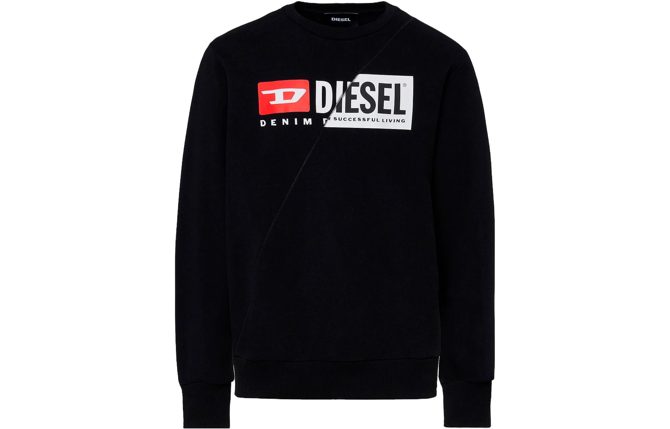Diesel FW22 Black Logo Print Crewneck Long Sleeve Sweatshirt A003490IAJH-900