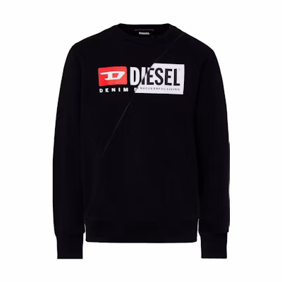 Diesel FW22 Black Logo Print Crewneck Long Sleeve Sweatshirt A003490IAJH-900